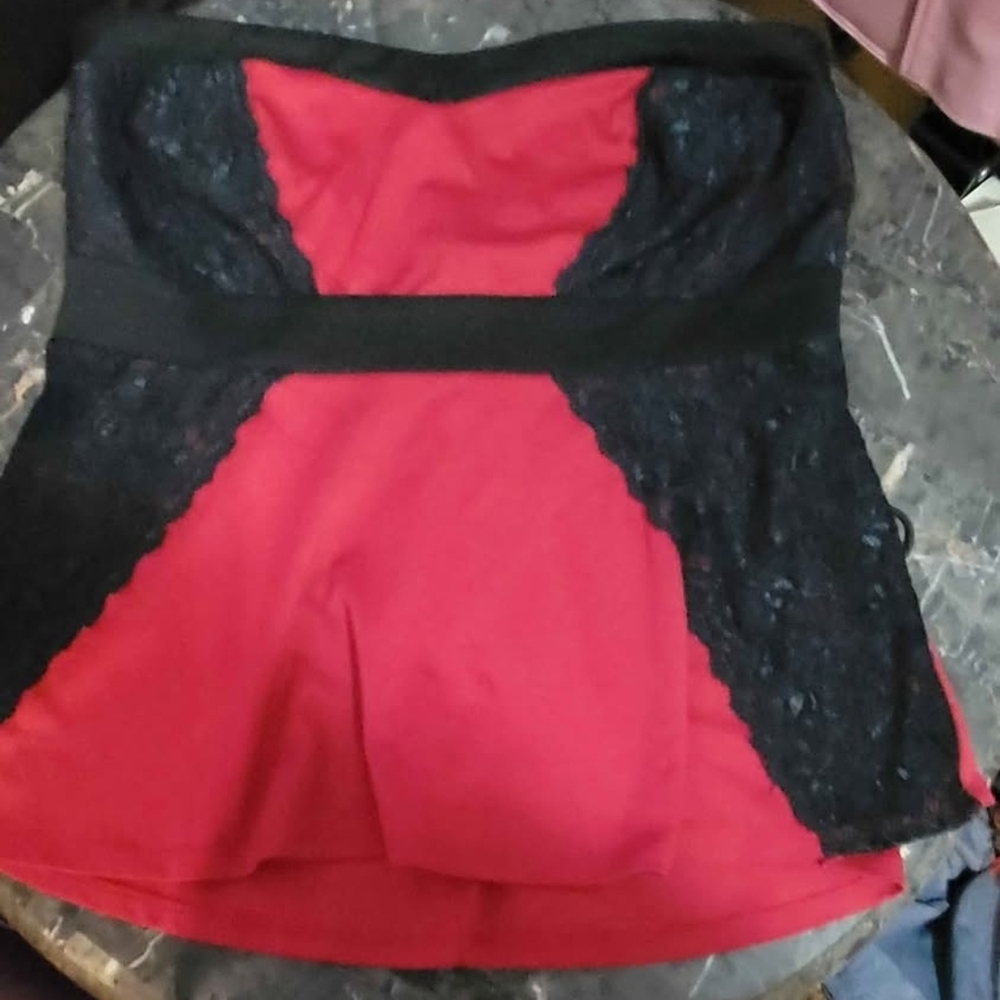 Torrid Strapless Red and Black Dress